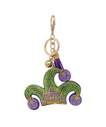 Bling Purple Green Yellow Mardi Gras Jester Hat Tassel Keychain Bag Charm - $18.82 CAD