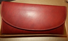 Women&#39;s Cow Leather CHECKBOOK Wallet  YL  BURGANDY - £15.54 GBP