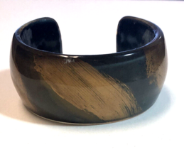 Vintage Plastic Cuff Bracelet in Gold and Brown Tones - $8.96