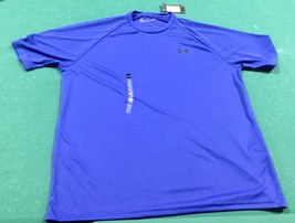 Under Armour Size Large Loose Heatgear Royal Blue Short Sleeve Active Shirt NWT  - £20.10 GBP