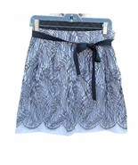 The Wrights Flared Skirt Size 4 White Black Lace Detail Belted Made in U... - £22.15 GBP