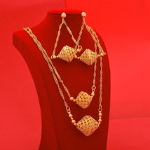 Gligli 24k Gold Plated  Dubai Jewelry Sets African Wedding Gifts Bridal  Necklac - £34.25 GBP