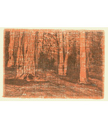 Orange Woods etching with chine colle - $19.99