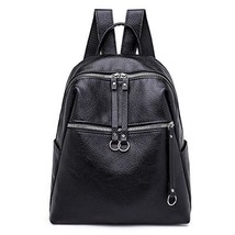 New Casual Female Backpack Solid Color Simple Women Backpa PU Leather Belt Decor - £21.52 GBP