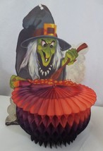 Vtg Amscan Denmark Halloween Honeycomb Witch Cauldron Table Decoration 2 sided - £12.06 GBP