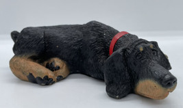 Don James 1982 dog figurine figures black brown Hound ? - £9.58 GBP