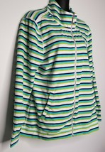 TOMMY BAHAMA Women Green Blue Striped Golf Jacket Full Zip High Neck Size L - £19.65 GBP