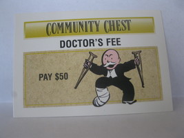 1995 Monopoly 60th Ann. Board Game Piece: Community Chest - Doctor&#39;s Fee - $1.00