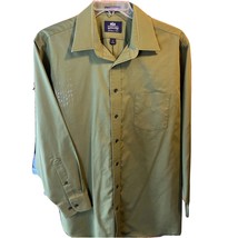 Stafford Men’s 17 34/35 Green Long Sleeve Button Down Cotton Blend Shirt - $9.90