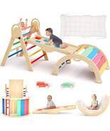Pikler Triangle Set with Cushion, Montessori Climbing Set, Indoor Climb ... - $344.33 CAD