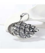Gray Crystal &amp; Cubic Zirconia Silver-Plated Curved Swan Brooch - £11.01 GBP