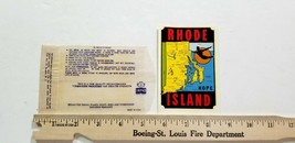 RHODE ISLAND DIVER MAP Vtg Authentic TRAVEL STICKER DECAL &amp; ENVELOPE Imp... - $11.25