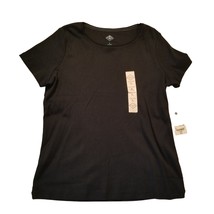 St Johns Bay T Shirt Top Womens Size Medium Black Classic Round Neck - £10.14 GBP
