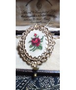 SPILLA floreale vintage anni &#39;80 incorniciata a mano con punto... - $27.83