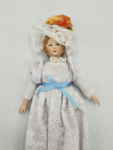 Victorian Style Doll Head Xmas Tree Ornament Bisque Porcelain Lace Dress Hat 12&quot; - £3.47 GBP