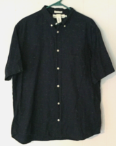 H &amp; M Logg Button down Shirt Men size XL Blue Navy Short Sleeve Pocket - $9.89