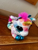 Squish Coco Small White w Pink Orange Blue Plush Giraffe Unicorn Stuffed... - $9.49