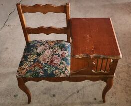 VTG MCM Telephone Gossip Chair Desk Writing Kitchen Hallway Mid Century ... - $183.09 CAD