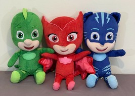 PJ Masks Plush Gekko Owlette Catboy Talk Sing Light Up Lot of 3 Red Blue Green - £56.43 GBP