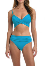 La Blanca LB0IG82 Island Goddess Wrap Underwire PushUp Bikini Top SZ 4 Turquoise - £30.60 GBP