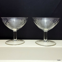 Towle Crystal Champagne Sherbet Glasses Set of 2 Gray Cut Verticals Oval... - £15.03 GBP