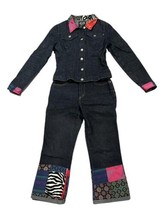 Vintage y2k XOXO Denim 7/8 M Stretchy Matching Mixed Media Patchwork Boo... - £58.32 GBP