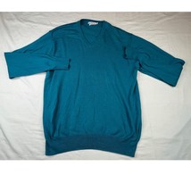 Peter Millar Sweater Mens Large Blue Teal Pullover Cashmere Blend V Neck Career  - $32.45