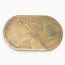 Belt Buckle Brass Deer Head Vtg - £19.45 GBP
