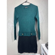 BCX Womens Green Embellished Sweater Dress Colorblock Long Sleeve Neck S... - $464.68 MXN