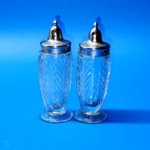Vintage J EAN Nette Glass Oil, Vinegar, Salt, Pepper Shakers - Matched Set Of 4 - £23.15 GBP