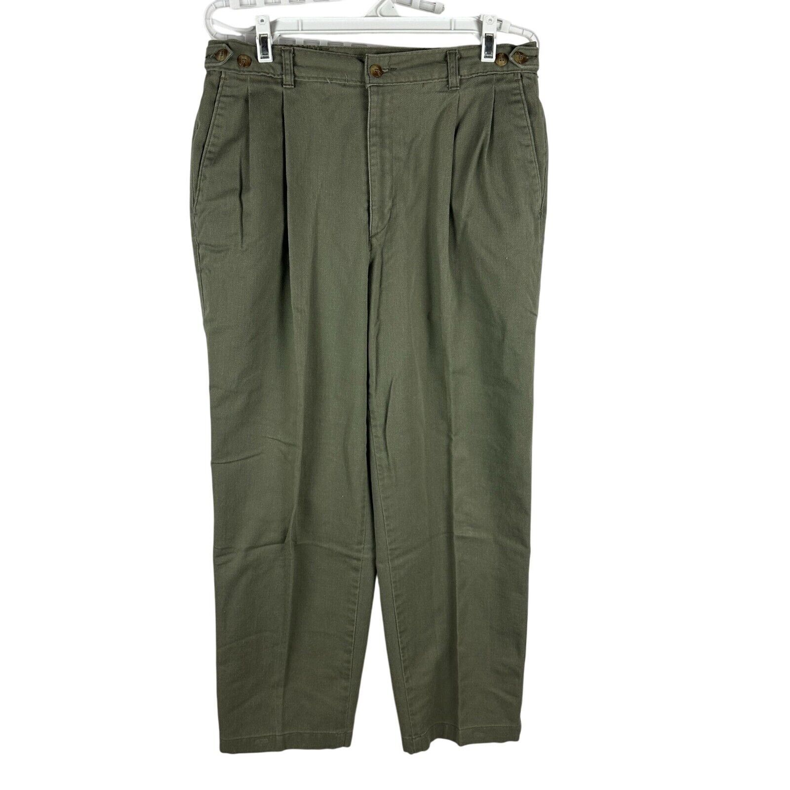 Farah Khaki Pleated Trousers W34 Mens Classic Fit Cotton/Poly Blend - $18.50