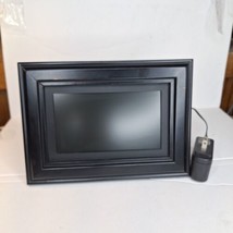 Coby DP-758 7&quot; Widescreen Digital Photo Frame Black Wooden Frame used - £10.27 GBP