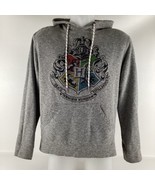 Harry Potter Hogwarts Crest Men&#39;s Small Gray Pullover Hoodie Sweatshirt - $715.25 MXN