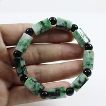 Certified A Natural Emerald Green Jadeite Jade Hand-carved Beads Bracele... - $325.00