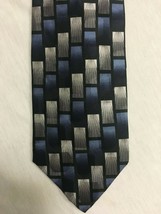NEW Mosaic Blue Geometric Tetris Silk Tie - Never Worn - £5.31 GBP