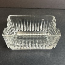 Vintage Clear Glass Sugar Sweetener Packet Toothpick Holder Rectangle Ribbed - £6.03 GBP