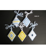 Set of Five Plastic Canvas Needlepoint Ornaments - Unbreakable Holiday O... - £12.56 GBP