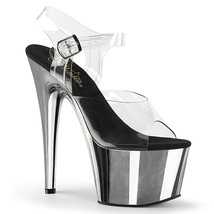 PLEASER Shoes Sexy Silver Chrome Platform Stripper Dancer 7&quot; High Heels - £54.44 GBP