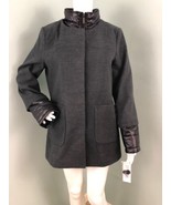 NWT Women&#39;s French Connection Gray Detachable Stand Collar Coat Sz Medium - £47.33 GBP