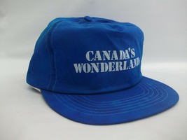 Canada&#39;s Wonderland Hat Vintage Blue Nylon Spell Out Snapback Baseball Cap - £14.94 GBP