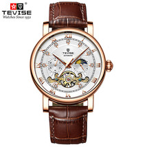 Men&#39;s Watch Carved Men&#39;s Automatic Mechanical Watch Hollow Out Leather M... - £62.27 GBP