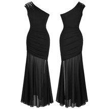 Men s one shoulder pleated evening dress long little black dresses slit illusion formal thumb200