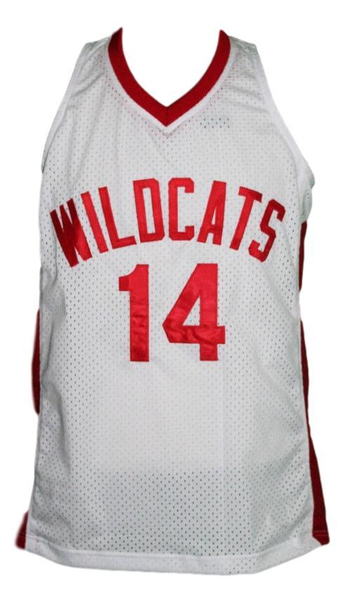 Troy bolton  14 wildcats high school musical zac efron basketball jersey white   1