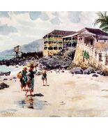 Old Taboga Landing 1913 Panama Canal History Watercolor Art Print EJ Rea... - $733.58 MXN