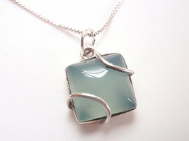 Chalcedony Caged Square 925 Sterling Silver Pendant Corona Sun Jewelry - £10.04 GBP