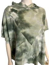 Attitudes by Renee Green and White Tie Dye Waffle Weave Hooded SS Pullover Sz 2X - £22.32 GBP