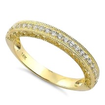 14 K Solid Yellow Gold Half Diamond Eternity Ring Lab Created - £159.11 GBP