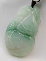 Icy Ice Green &amp; White Natural Burma Jadeite Jade Gourd Pendant # 72.40 carat # - £665.66 GBP