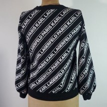 Karl Lagerfeld Paris Sweater Size S Knit Black White Bubble Sleeve Crew Neck - £47.68 GBP