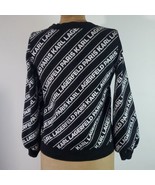 Karl Lagerfeld Paris Sweater Size S Knit Black White Bubble Sleeve Crew ... - £47.50 GBP